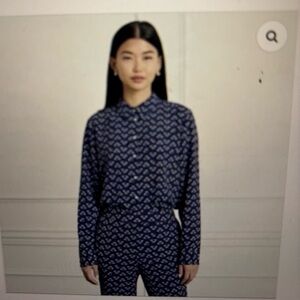 Hill House Navy and White Patterned Blouse